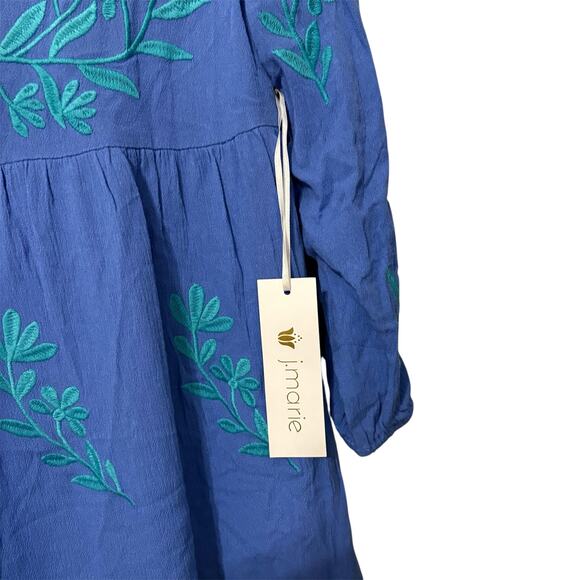 New J. Marie Blue Floral The Madeline Embroidered Mini Dress Size XS - Picture 5 of 7
